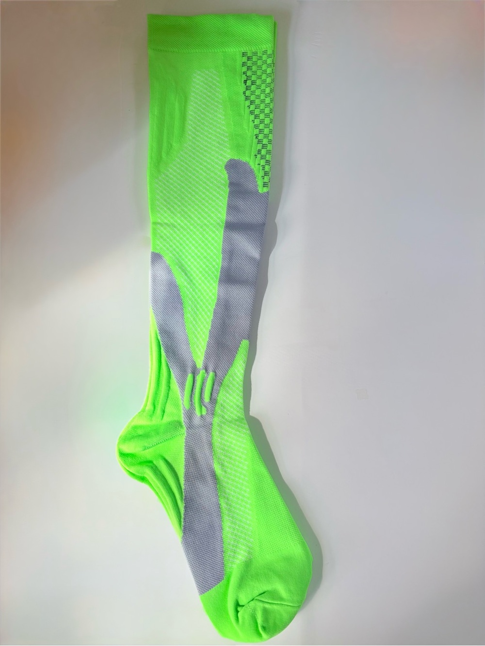 2 Pairs Green & Gray Compression Knee High Socks L/XL